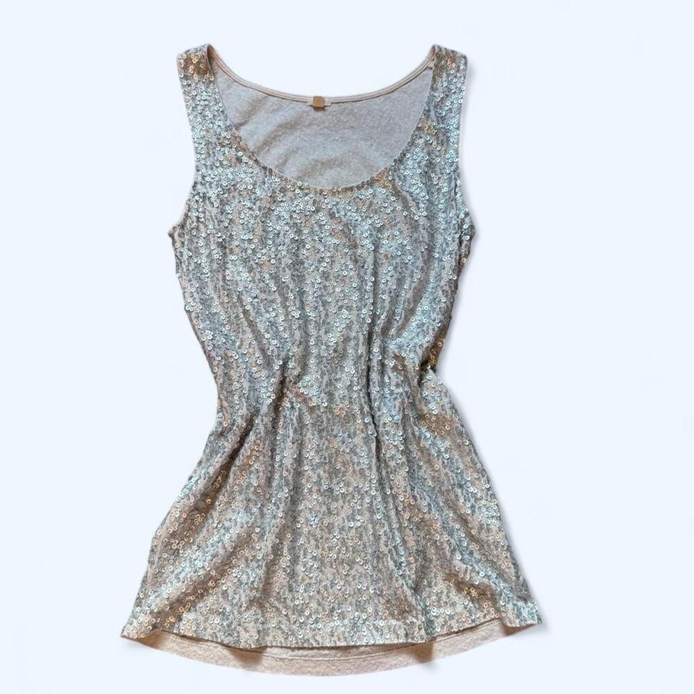J.Crew Women's Light Gray Sequin Embroidered Sleeveless Top
